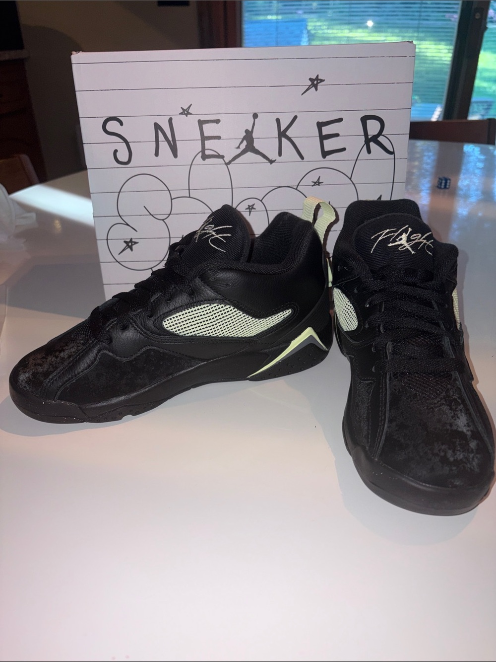 Jordan MVP 92 SS Barely Volt Youth Kids Black with Pale Green/Yellow Sneakers